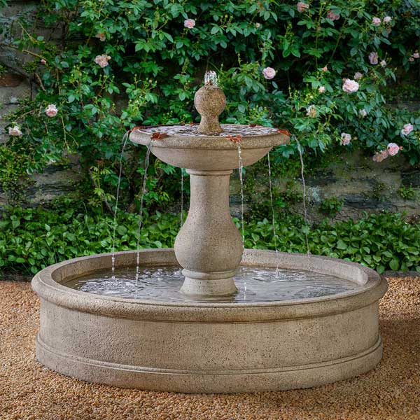 Delacorte Fountain on the ground with plants background