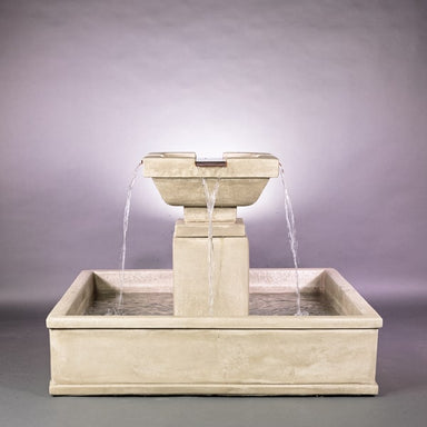 Miramar Fountain in action against gray background.