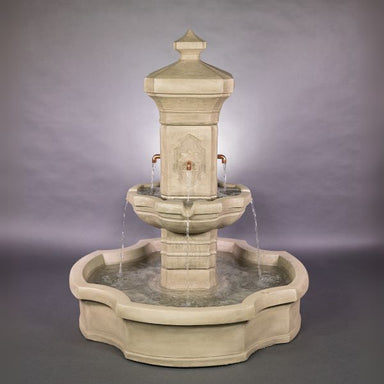 Monterosso Pond Fountain against gray background.