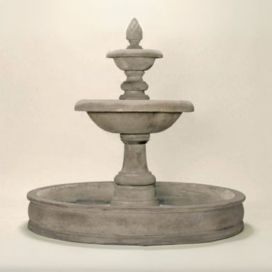 Newcastle Pond Fountain against brown background.