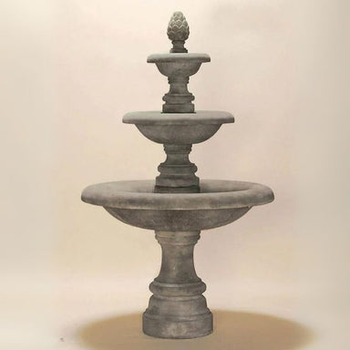 Newcastle Three Tier Fountain against brown background.