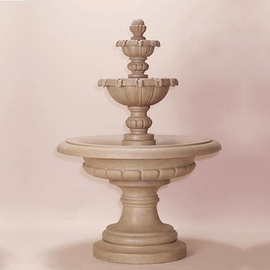 Padova Three Tier Fountain against brown background.