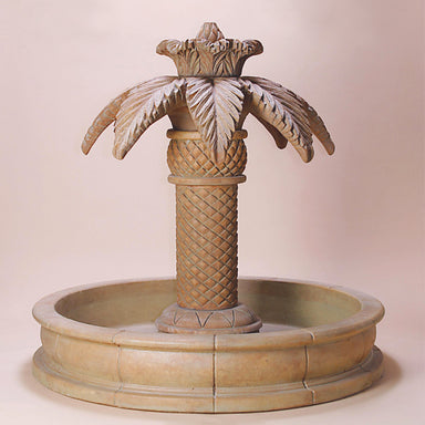 Palm Springs Fountain against brown background.