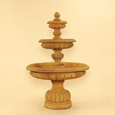 Provence Three Tier Fountain against brown background.
