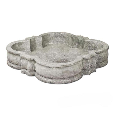 Quadrifoil One Piece Fountain Basin against white background