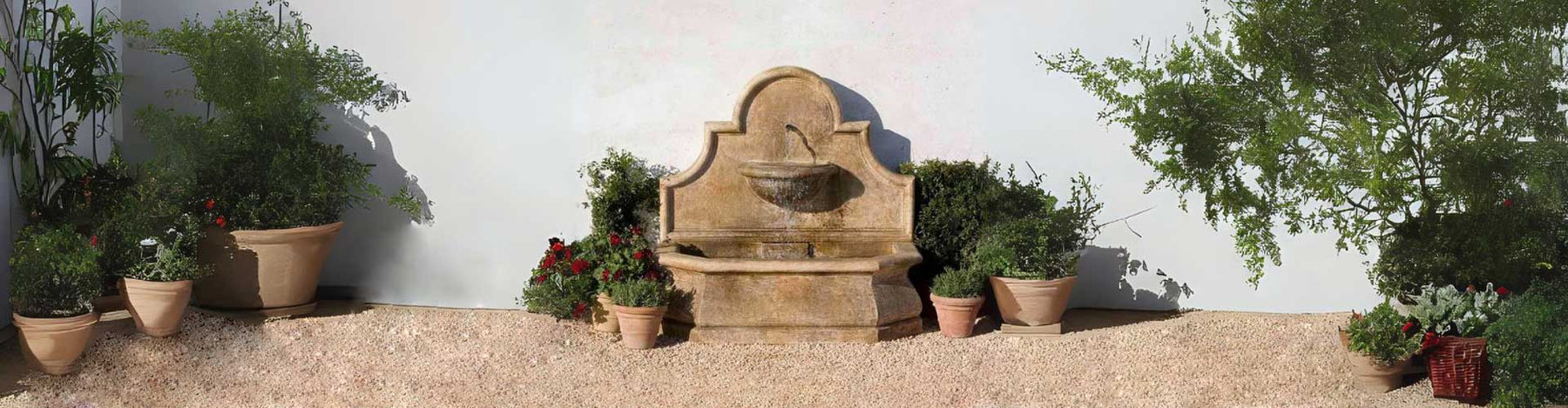 Andalusia Fountain on gravel in backyard