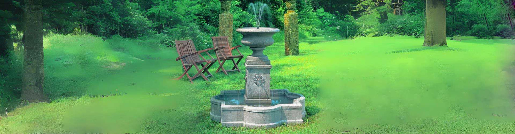 Palazzo Urn Fountain on grass in backyard