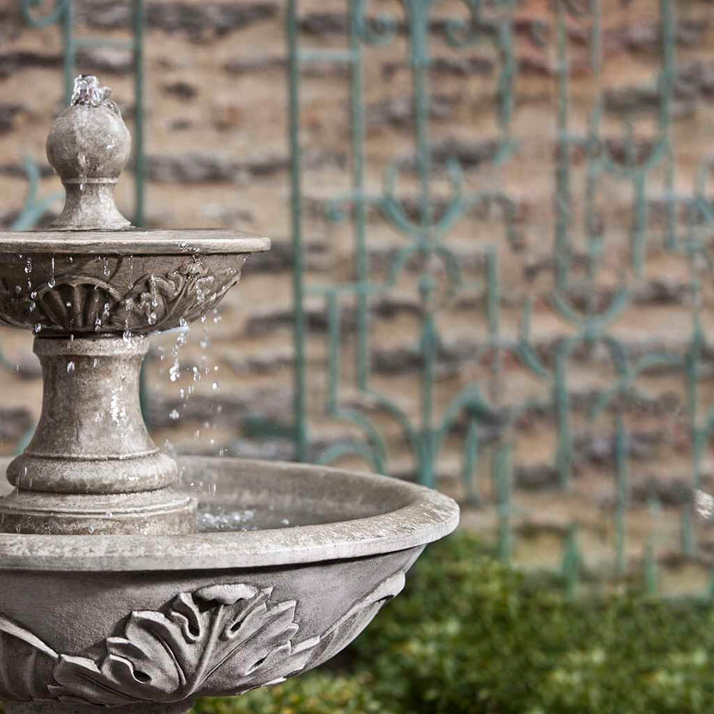 Acanthus Two Tiered Fountain in action upclose.