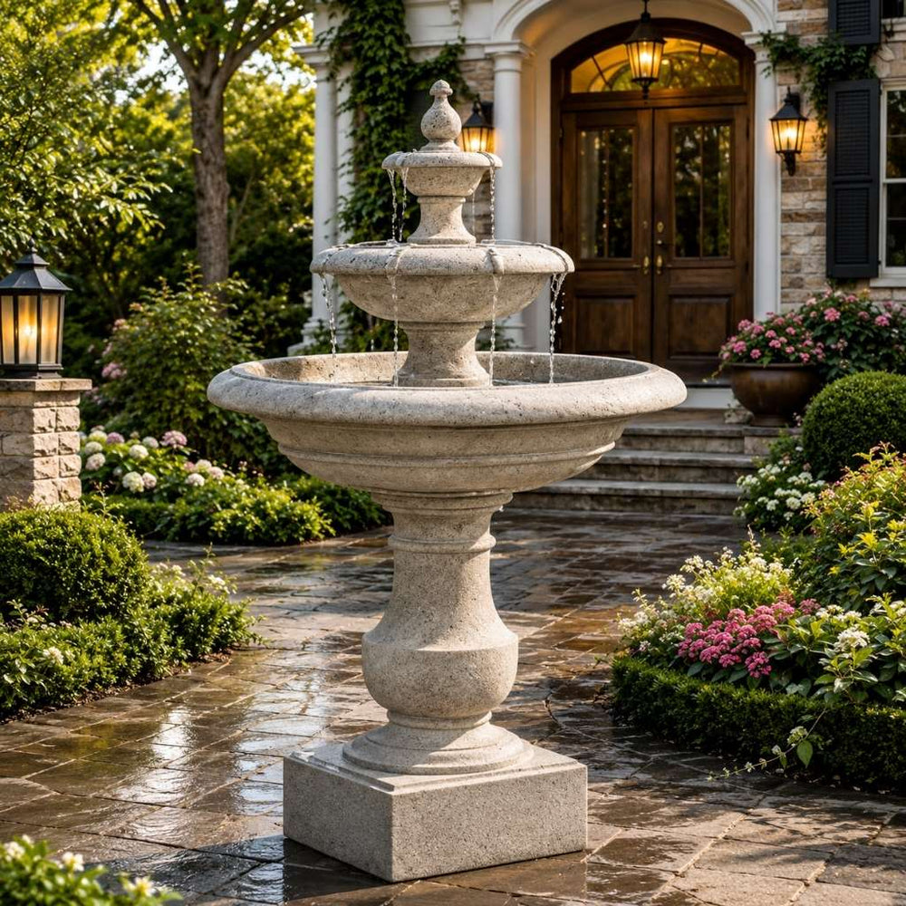 Alessia Fountain in action frontage of the house.