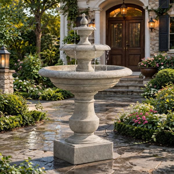 Alessia Fountain in action frontage of the house.