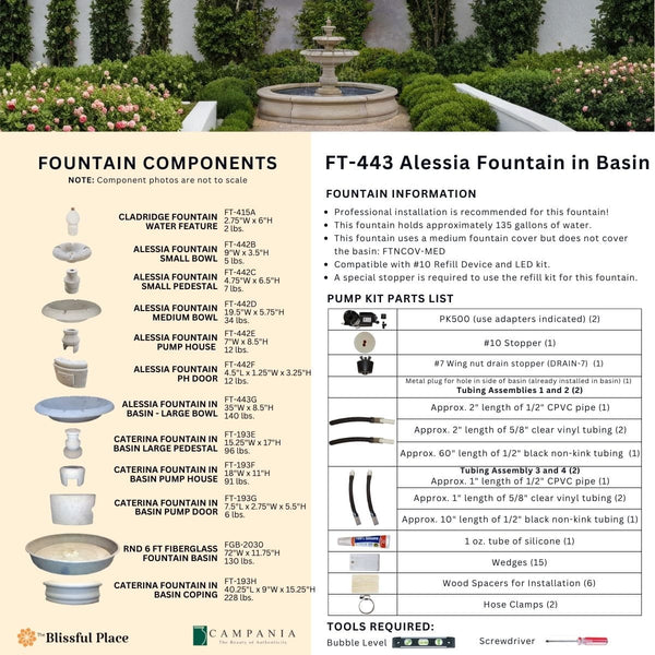 Alessia Fountain in Basin Info Sheet