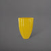 Alicante Tapered Fluted Round Fiberglass Planter in gloss saffron against gray background.