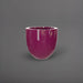 Alzira Round Fiberglass Planter in gloss eggplant against gray background.