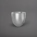 Alzira Round Fiberglass Planter in metallic silver against gray background.