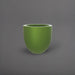 Alzira Round Fiberglass Planter in satin green against gray background.