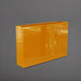 Amesbury Narrow Rectangle Planter in gloss tangerine against gray background.