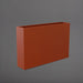 Amesbury Narrow Rectangle Planter in matte terra cotta against gray background.