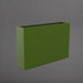 Amesbury Narrow Rectangle Planter in satin green against gray background.