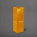 Amesbury Tall Corner Planter in gloss tangerine against gray background.