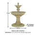 Antiquarium Two Tier Fountain against white background with product details.