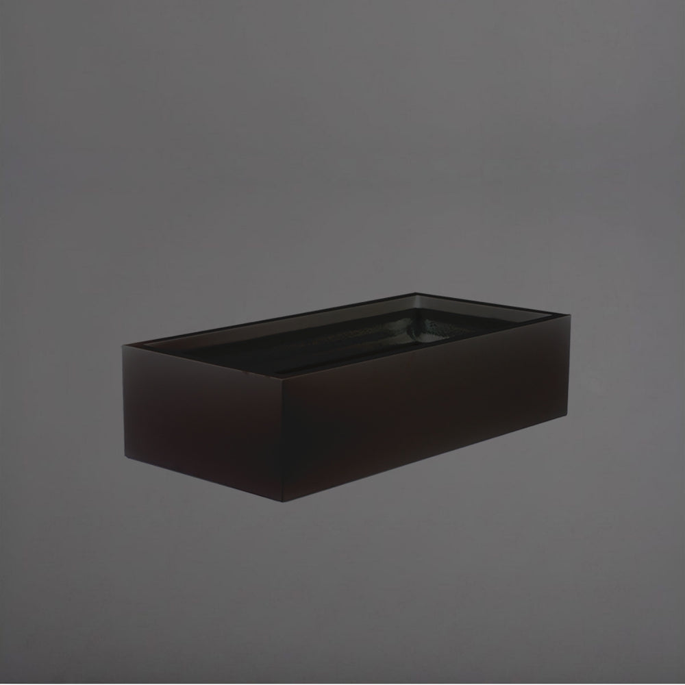 Antwerp Wide Rectangular Fiberglass Planter in matte black against gray background.