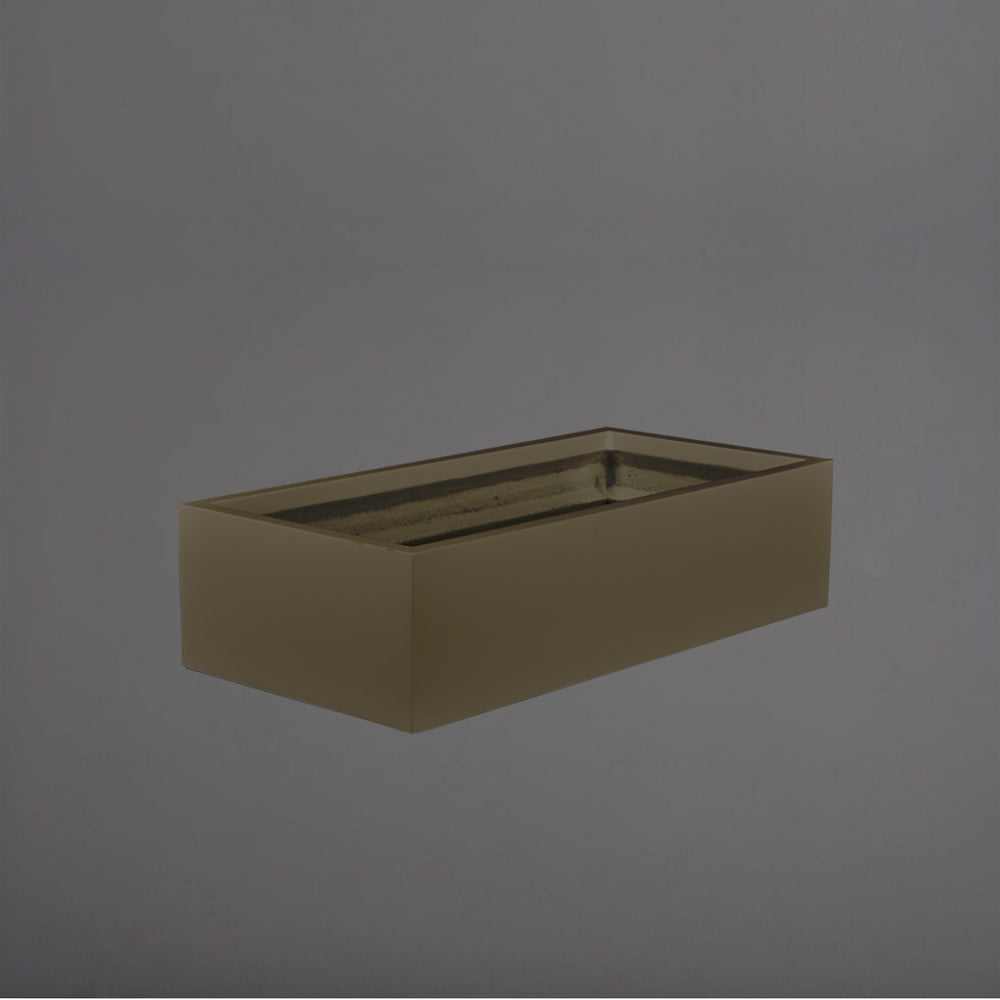 Antwerp Wide Rectangular Fiberglass Planter in matte bronze against gray background.