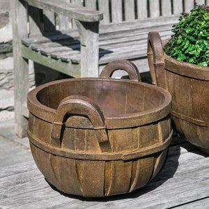 Apple Basket Planter, Small beside wooden chair in the backyard