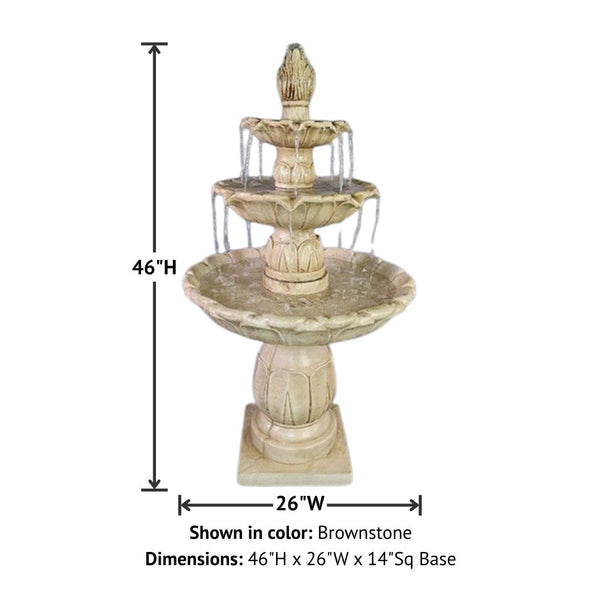 Arcea Lotus Three Tier Fountain with product details.