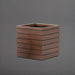 Ashevile Cube Wood Look Fiberglass Planter in 28 inch size against gray background.