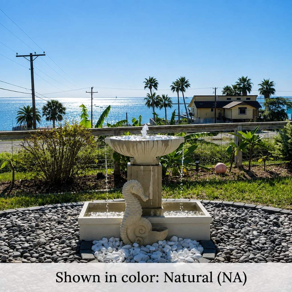 Austin Fountain in action near beach view