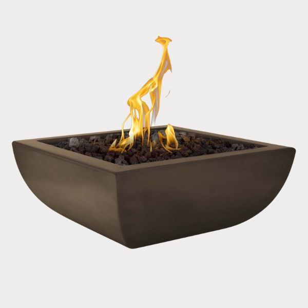 Avalon Fire Bowl, Chocolate against gray background