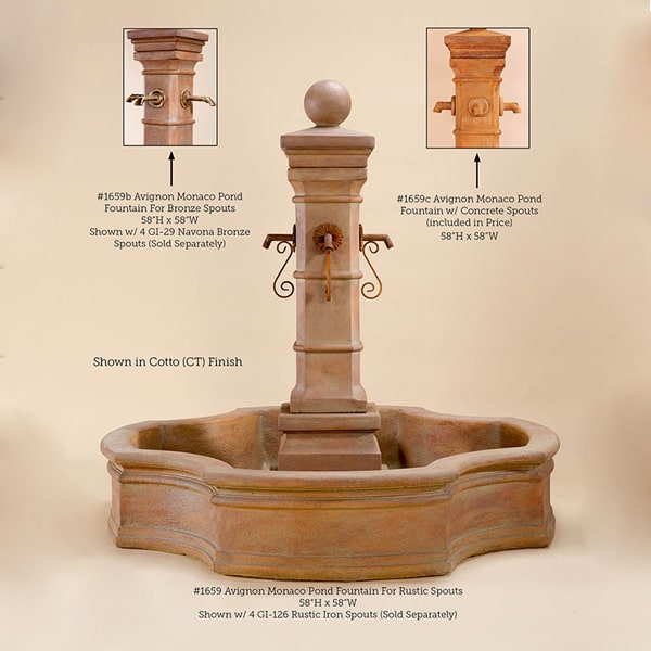 Avignon Monaco Pond Fountain with spout images.