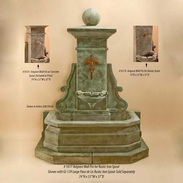 Avignon Wall Fountain with spout images.