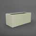 Badalona Rectangle Fiberglass Planter in satin beige against gray background.