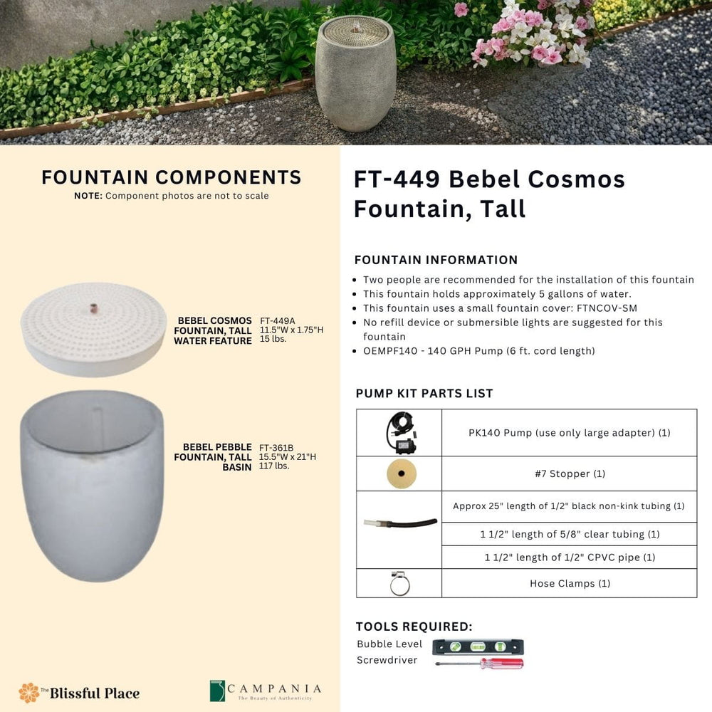 Bebel Cosmos Foutain, Tall Info Sheet