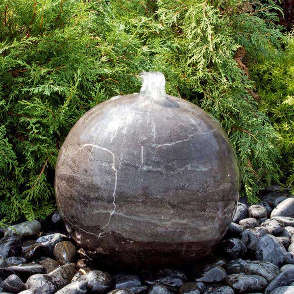 Blue Limestone Sphere Fountain Blue Thumb