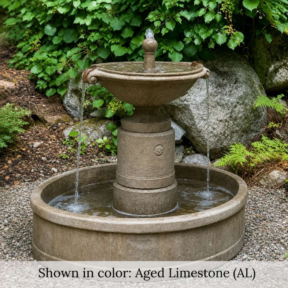 Borghese in Basin Fountain in action against green leaves