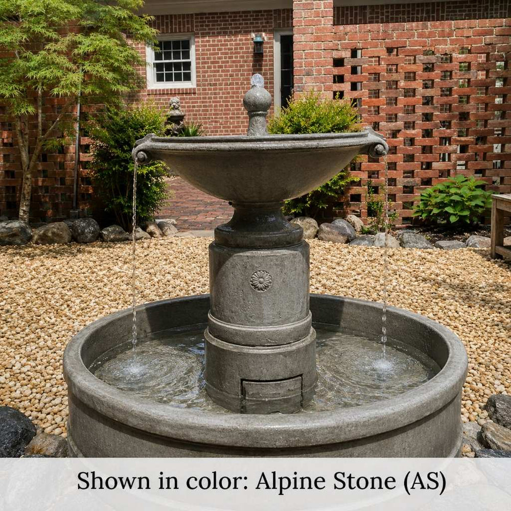 Borghese in Basin Fountain on gravel in the backyard