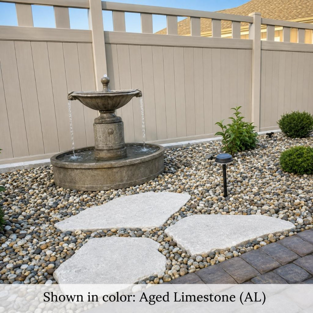Borghese in Basin Fountain running on gravel in the backyard