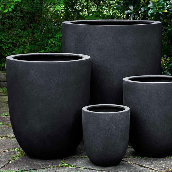 Bradford Planter in lead lite on concrete in the backyard.