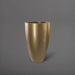 Brannan Tapered Round Fiberglass Planter in gloss metallic gold against gray background.