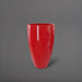 Brannan Tapered Round Fiberglass Planter in gloss red against gray background.
