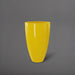 Brannan Tapered Round Fiberglass Planter in gloss saffron against gray background.