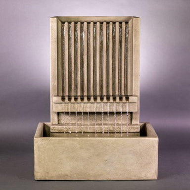 Brentwood Channel Wall Fountain, Short against gray background.