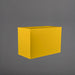Brisbane Wide Rectangle Fiberglass Planter in gloss saffron against gray background.