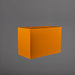 Brisbane Wide Rectangle Fiberglass Planter in gloss tangerine against gray background.