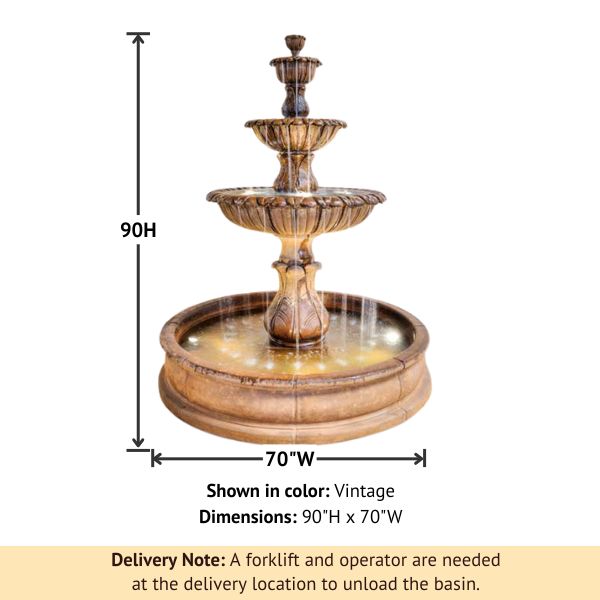 Calanthia Three Tier Pond Fountain with product details.