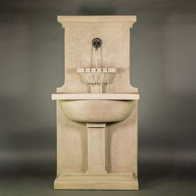Calistoga Wall Fountain against gray background.