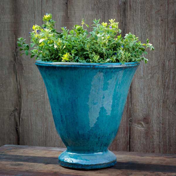 Caterine Urn - Mediterranean - S/1 on table filled with plants