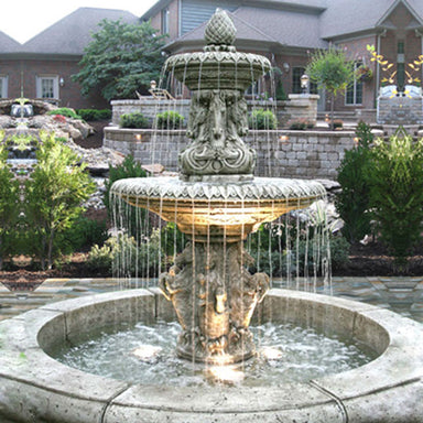 Cavalli Fountain 2T with Fiore Pond, Gray running in the backyard